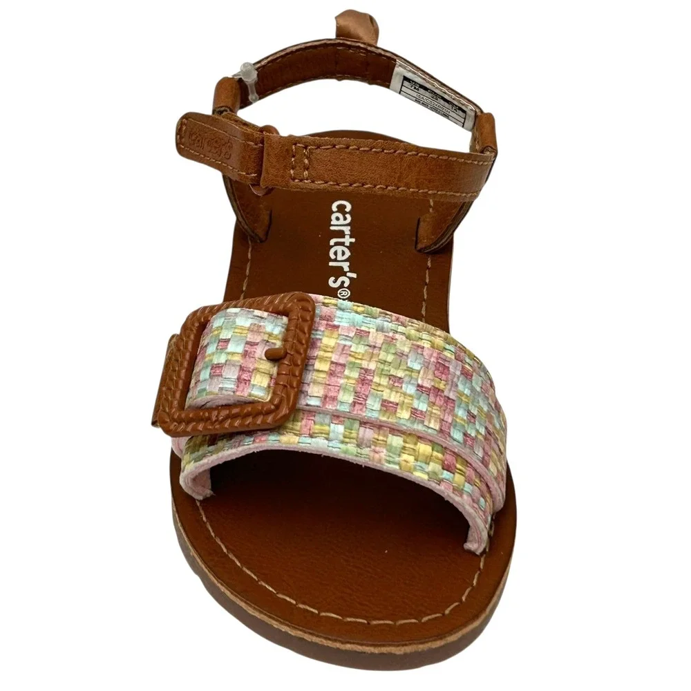 Carter's‎ Toddler Girls Open Toe Sandal Size 7 Brown-Multi Lightweight Comfort